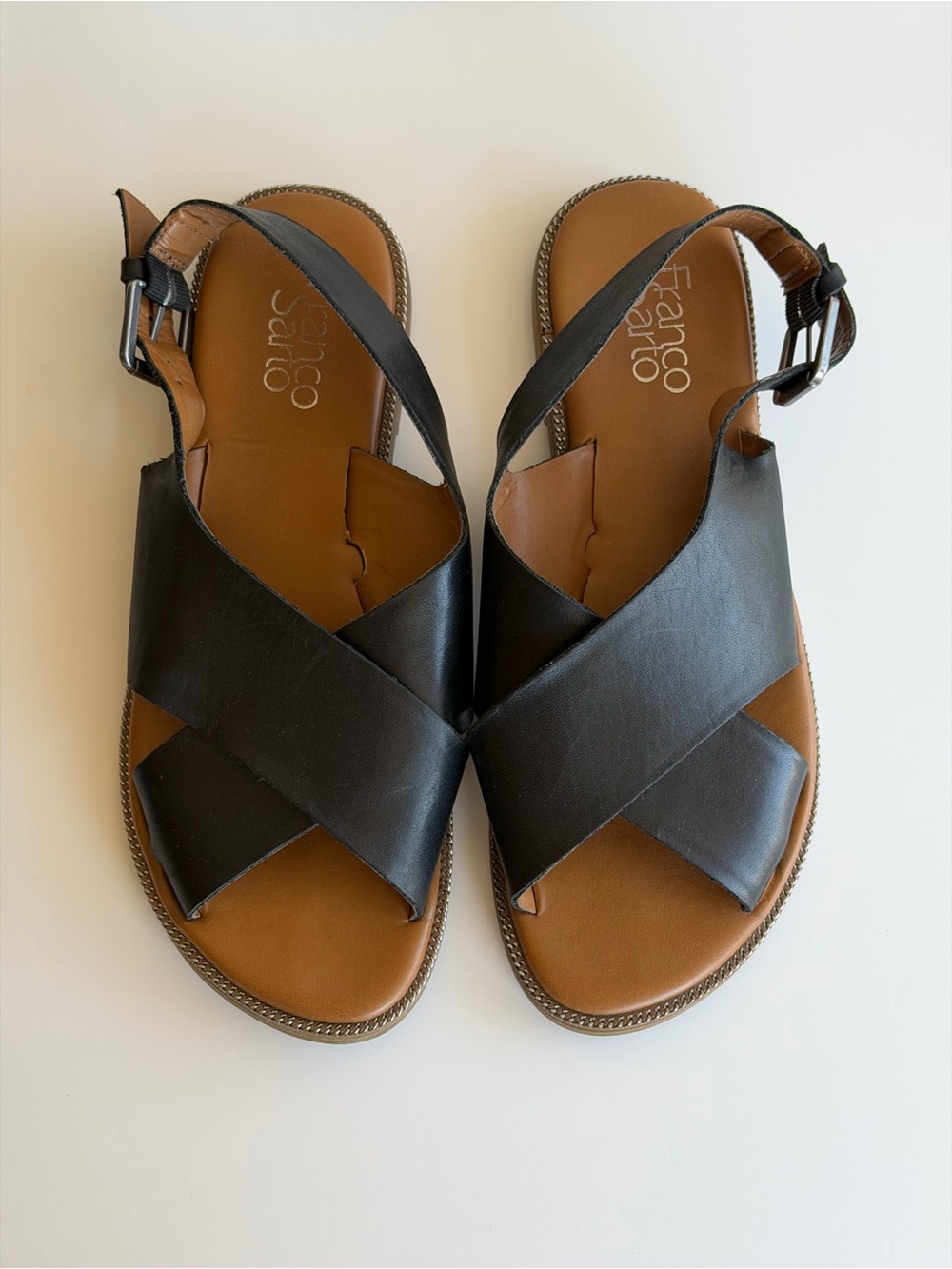 Franco Sarto Black Crisscross Slingback Sandals